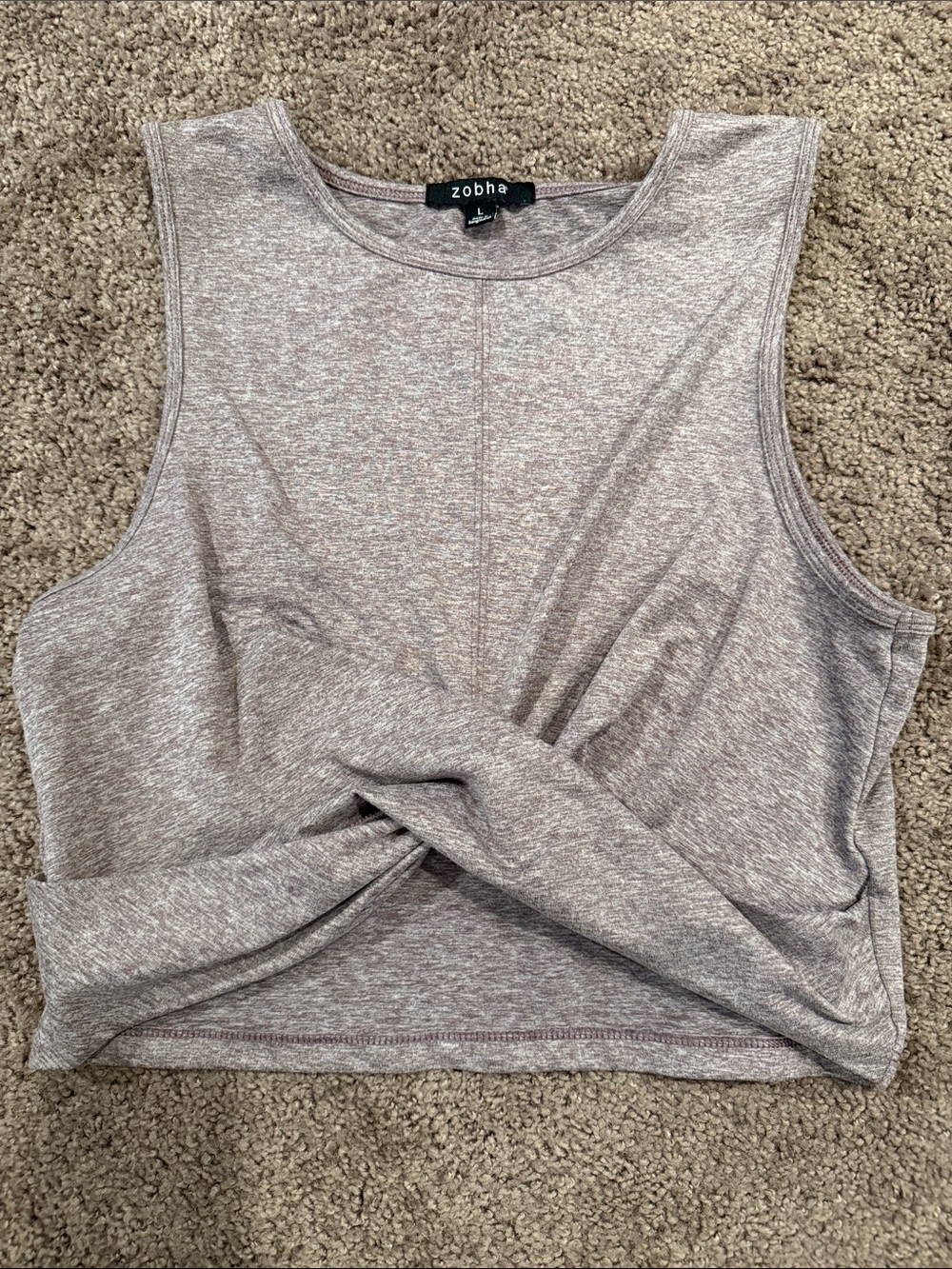 Zobha Light Heather Purple Twist-Front Crop Tank